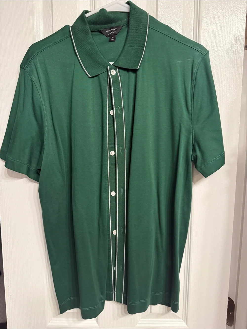 Banana Republic Forest Green Polo with White Piping
